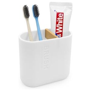 Toothbrush Holder Bamboo Detachable Divider Easy Cleaning 2 Slots Makeup Brushes